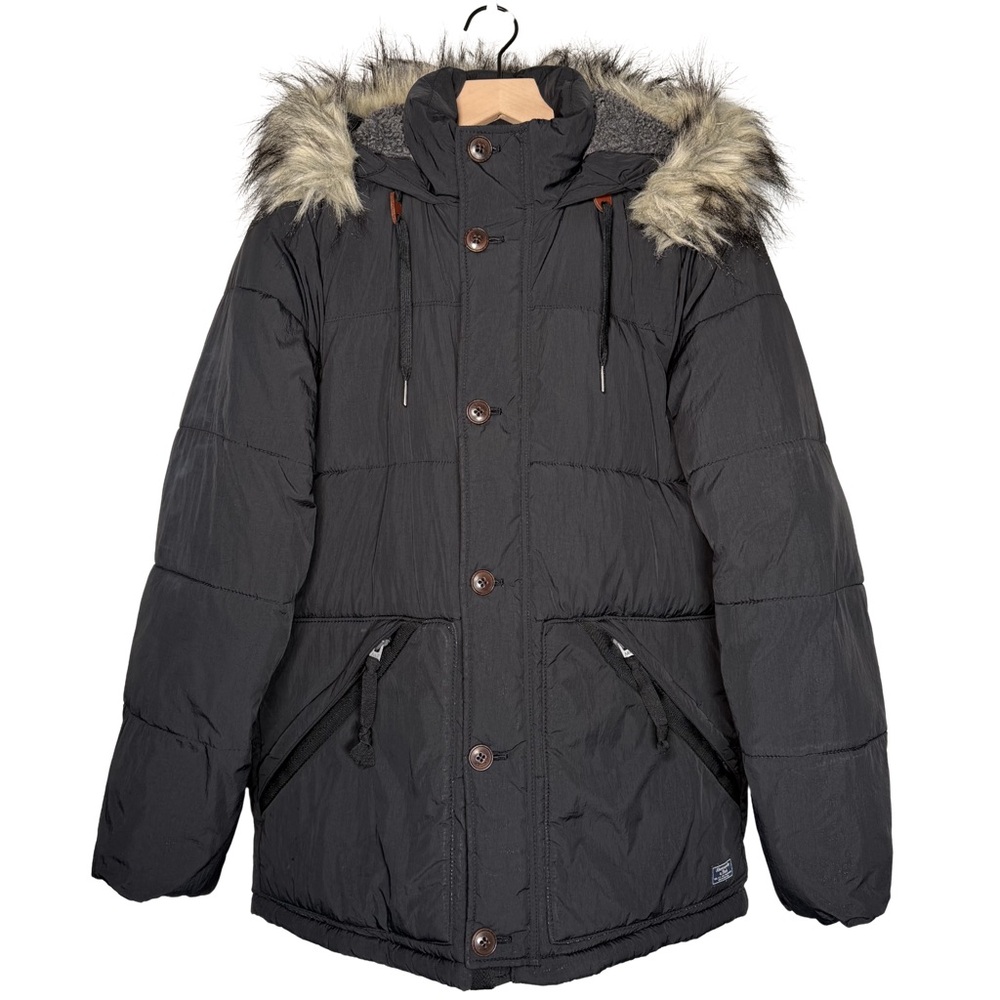 Abercrombie & Fitch XS Black Hooded Sherpa Lined Parka Coat